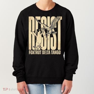 Funny Penguin Protest Resist Penguin Holding Fish Gr Women's Sweatshirt