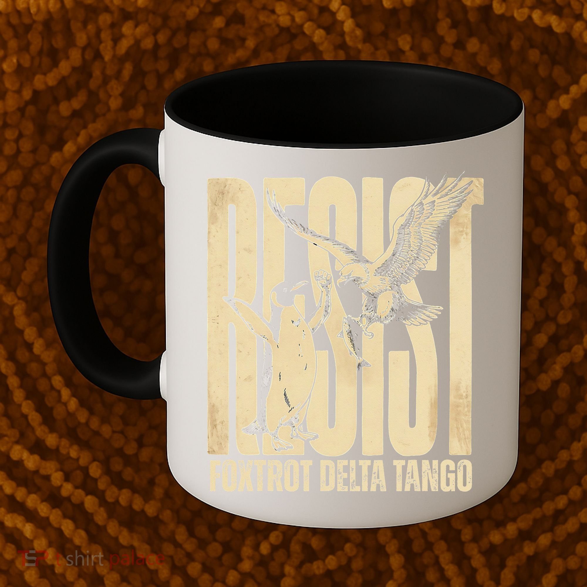 Funny Penguin Protest Resist Penguin Holding Fish Gr Coffee Mug