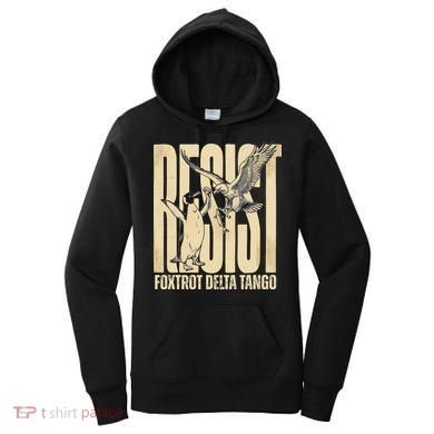 Funny Penguin Protest Resist Penguin Holding Fish Gr Women's Hoodie