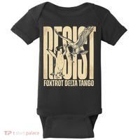 Funny Penguin Protest Resist Penguin Holding Fish Gr Baby Bodysuit thumb 0