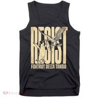 Funny Penguin Protest Resist Penguin Holding Fish Gr Tank Top thumb 0