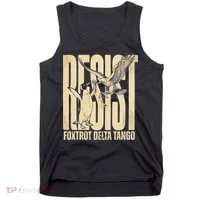 Funny Penguin Protest Resist Penguin Holding Fish Gr Tank Top thumb 0