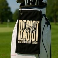 Funny Penguin Protest Resist Penguin Holding Fish Gr Golf Towel thumb 2