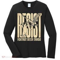 Funny Penguin Protest Resist Penguin Holding Fish Gr Women's Long Sleeve Shirt thumb 0