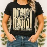 Funny Penguin Protest Resist Penguin Holding Fish Gr Women's T-Shirt thumb 2