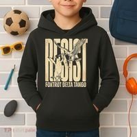 Funny Penguin Protest Resist Penguin Holding Fish Gr Kids Hoodie thumb 2