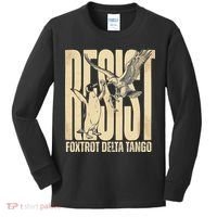 Funny Penguin Protest Resist Penguin Holding Fish Gr Kids Long Sleeve Shirt thumb 0