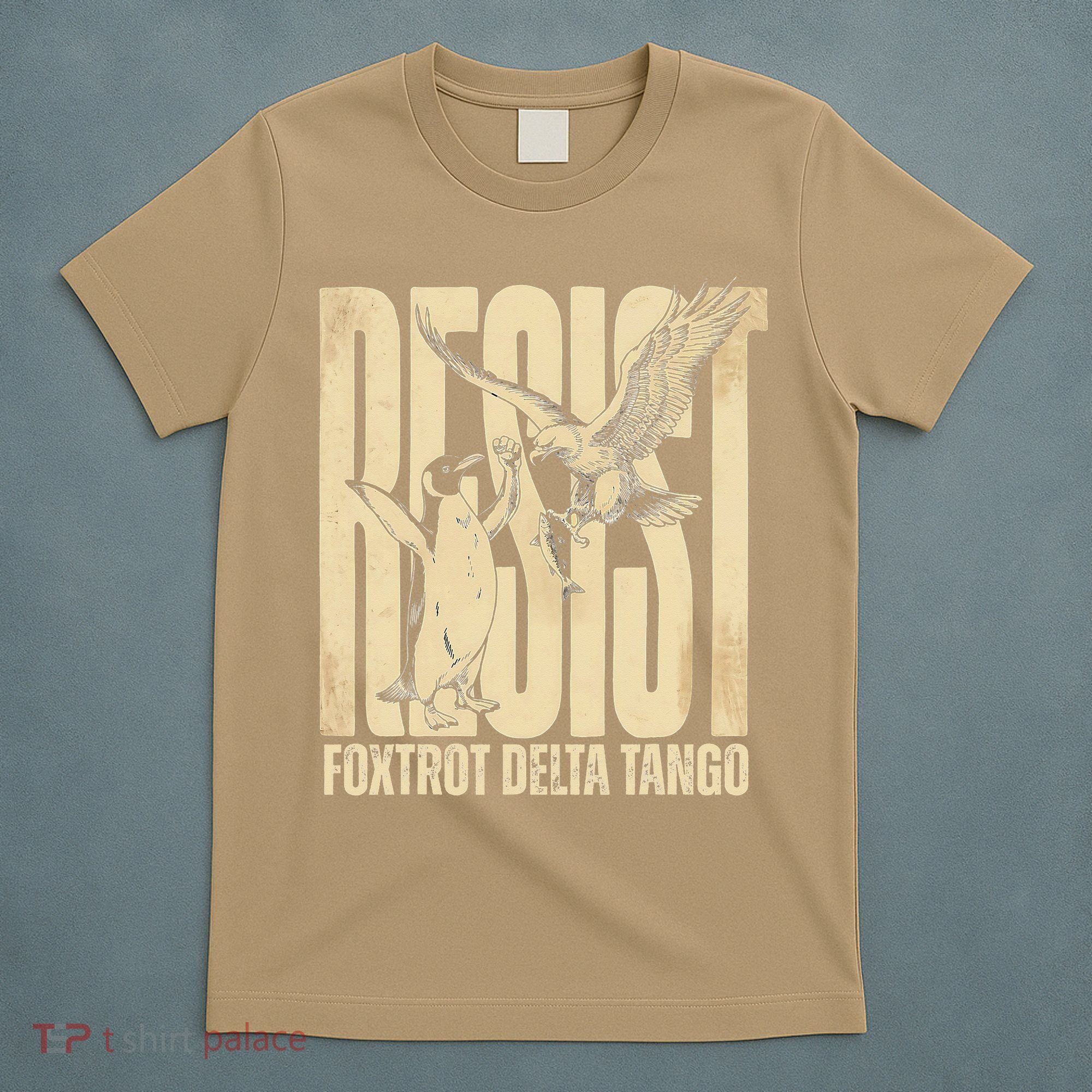 Funny Penguin Protest Resist Penguin Holding Fish Gr T-Shirt