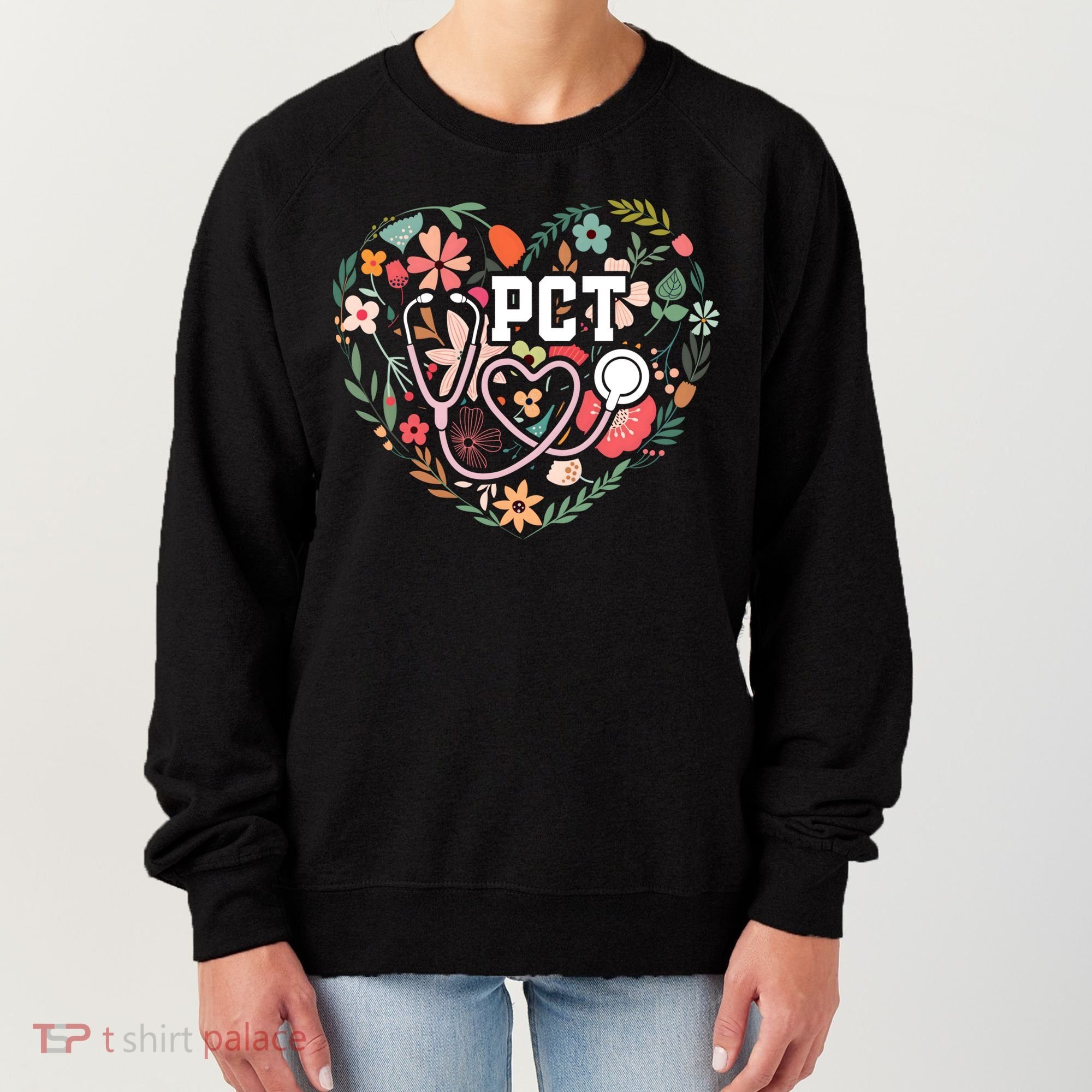 Floral Pct Patient Care Technician Healthcare Worker Gift Women's Sweatshirt