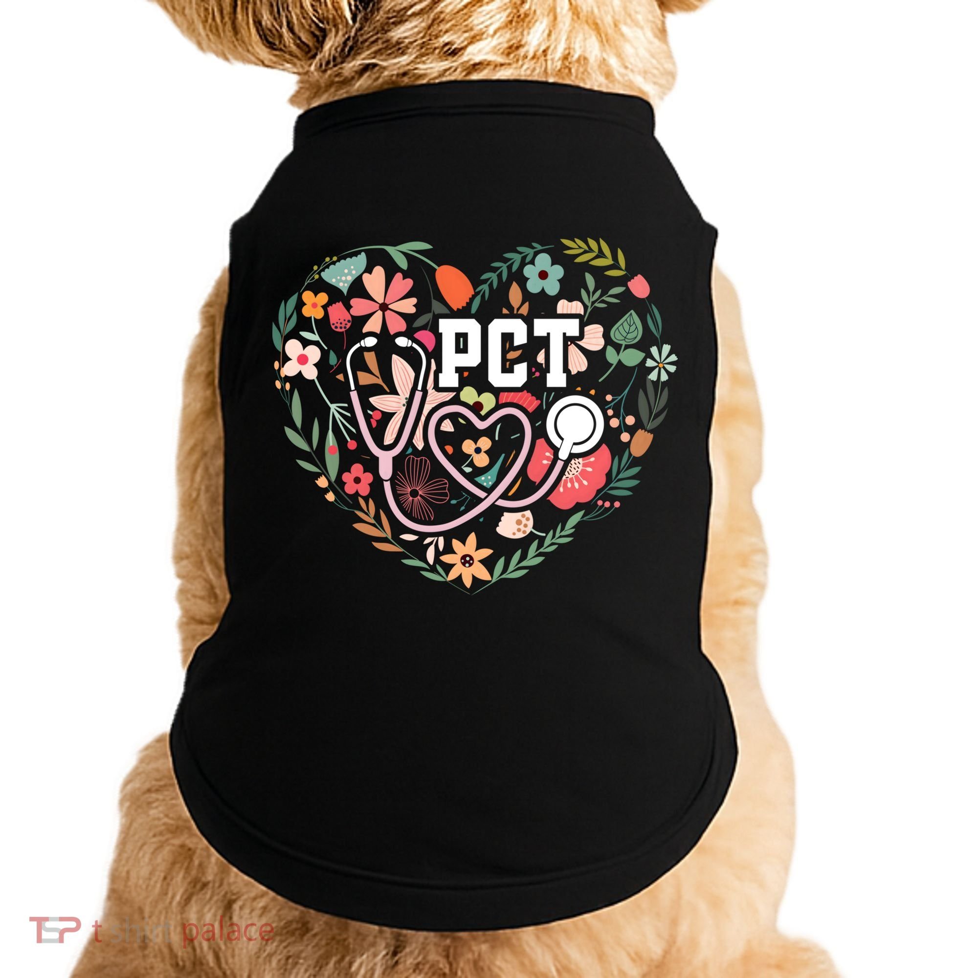 Floral Pct Patient Care Technician Healthcare Worker Gift Doggie Tank
