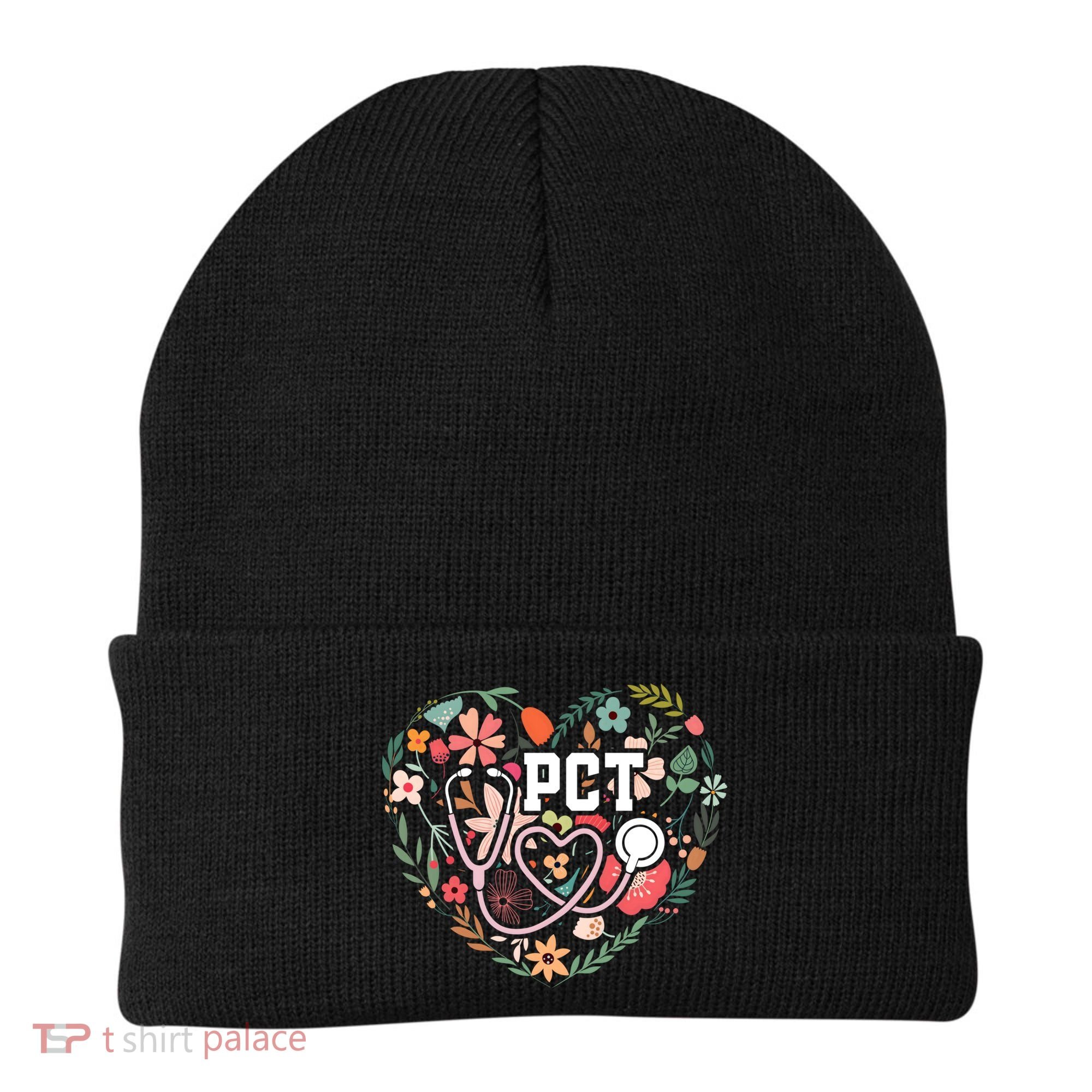 Floral Pct Patient Care Technician Healthcare Worker Gift Beanie