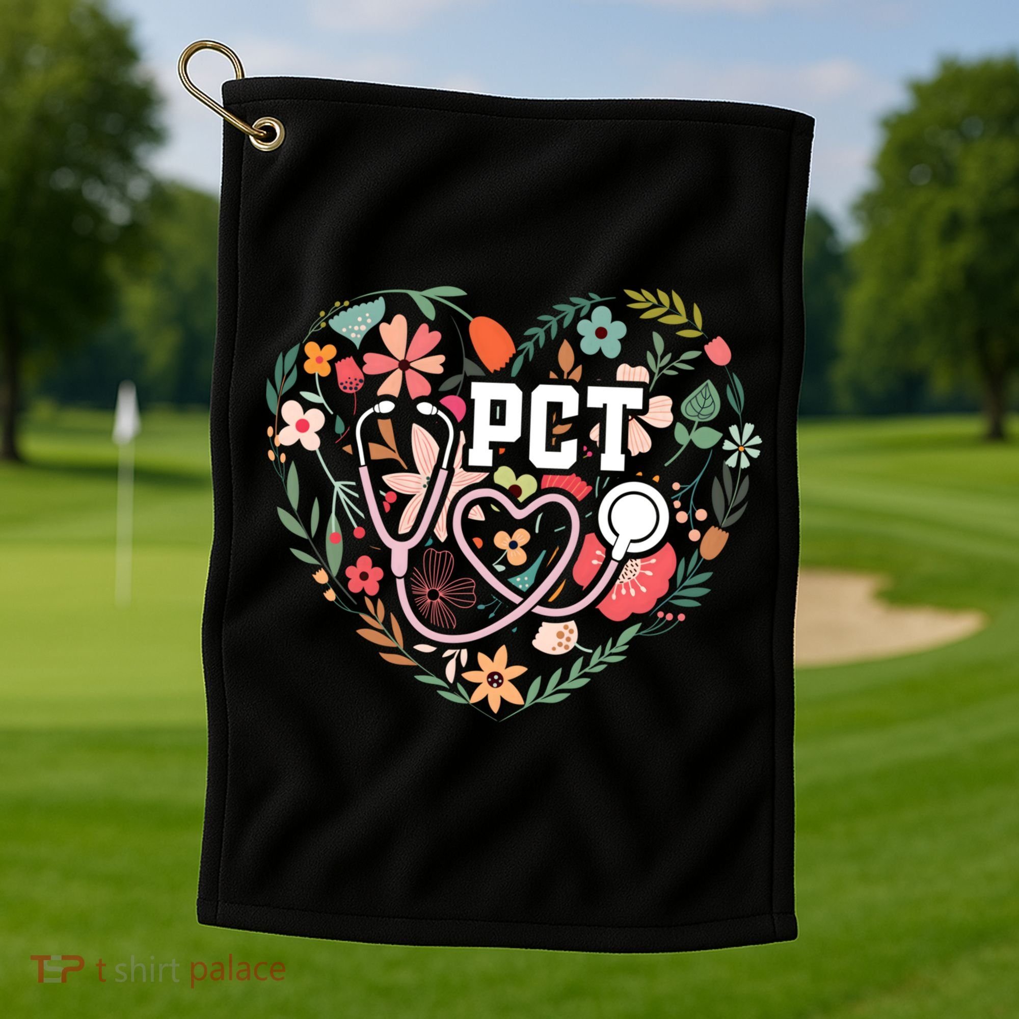 Floral Pct Patient Care Technician Healthcare Worker Gift Golf Towel