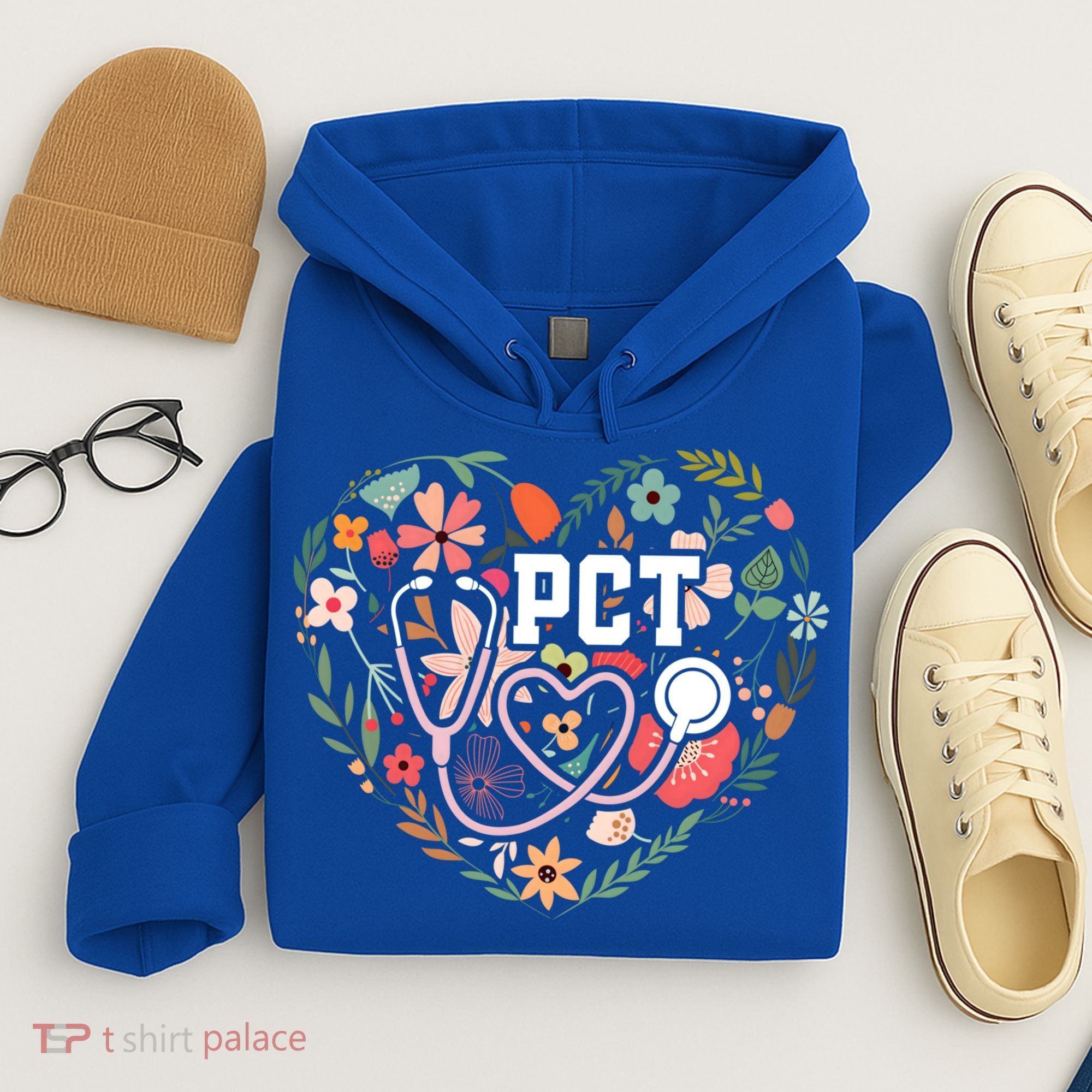 Floral Pct Patient Care Technician Healthcare Worker Gift Hoodie