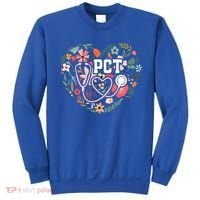 Floral Pct Patient Care Technician Healthcare Worker Gift Sweatshirt thumb 0