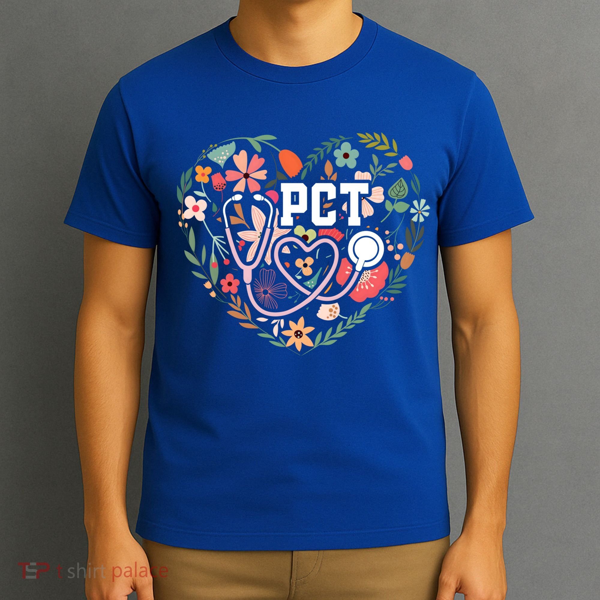 Floral Pct Patient Care Technician Healthcare Worker Gift T-Shirt