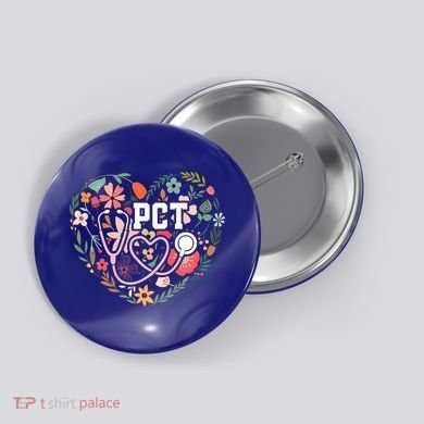 Floral Pct Patient Care Technician Healthcare Worker Gift Button