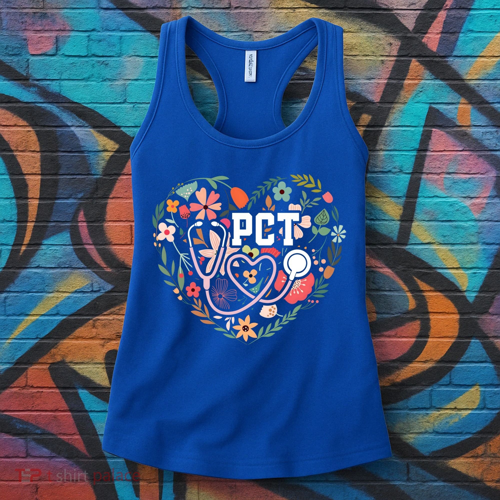 Floral Pct Patient Care Technician Healthcare Worker Gift Women's Tank Top
