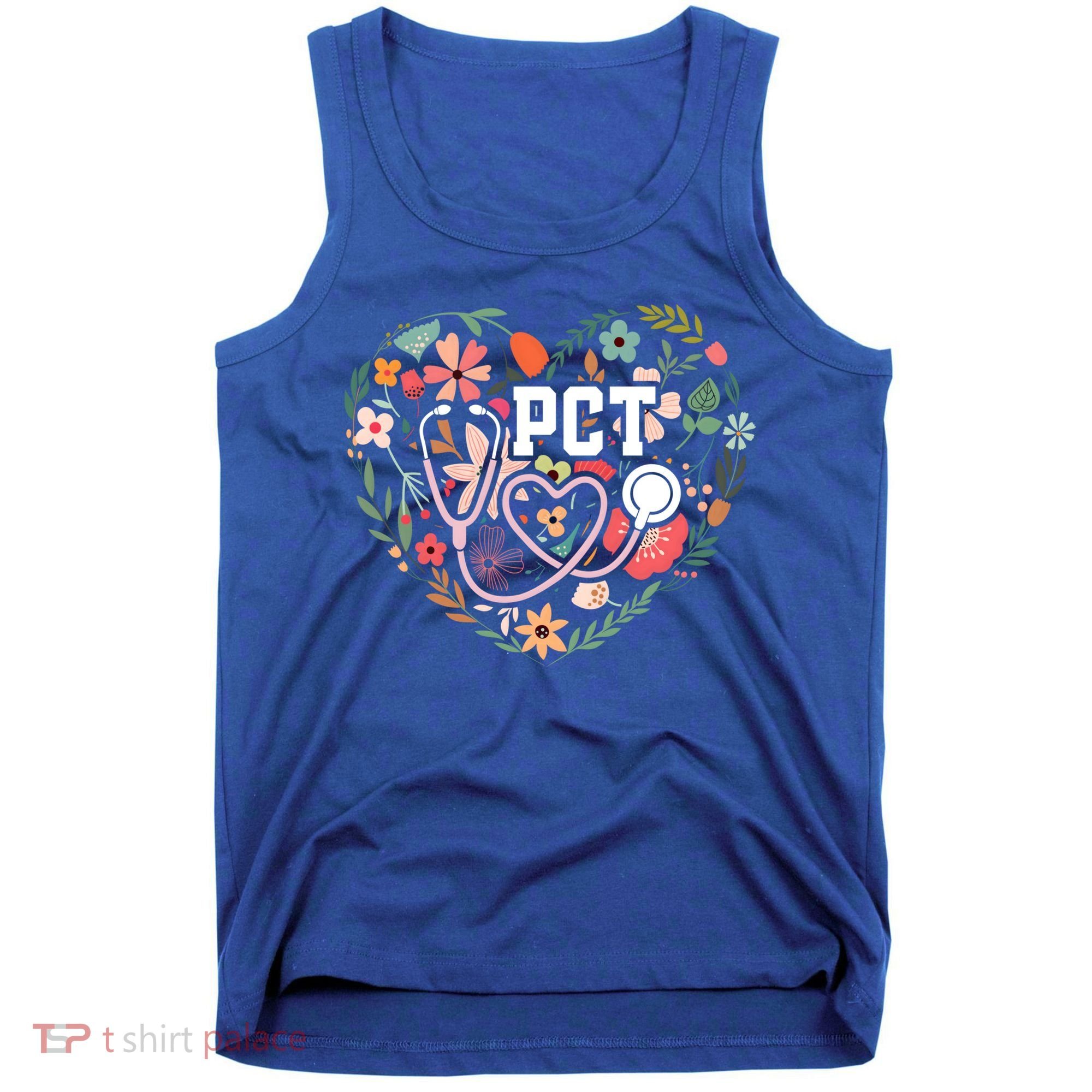 Floral Pct Patient Care Technician Healthcare Worker Gift Tank Top