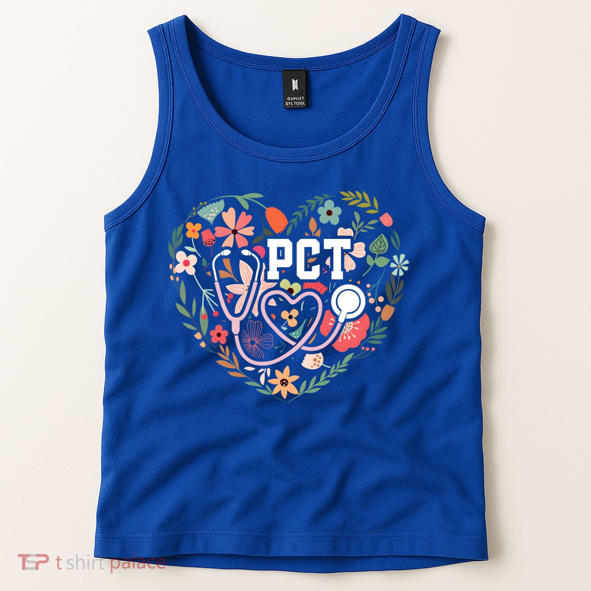 Floral Pct Patient Care Technician Healthcare Worker Gift Tank Top