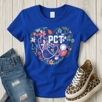 Floral Pct Patient Care Technician Healthcare Worker Gift Women's T-Shirt thumb 3