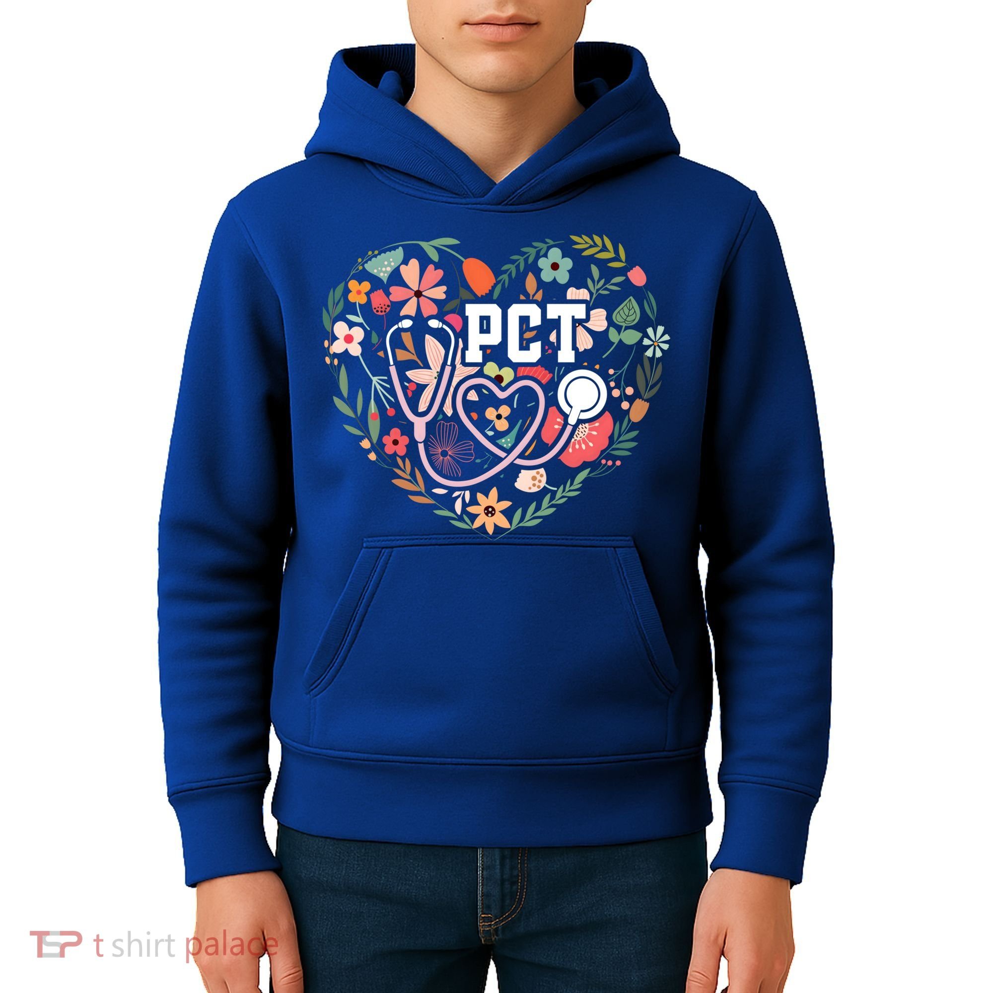 Floral Pct Patient Care Technician Healthcare Worker Gift Kids Hoodie