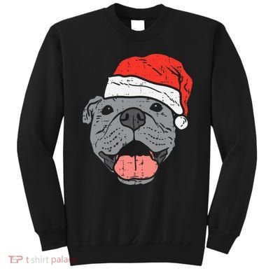 Festive Pitbull Pit Santa Hat Christmas Gift for Dog Lovers Sweatshirt