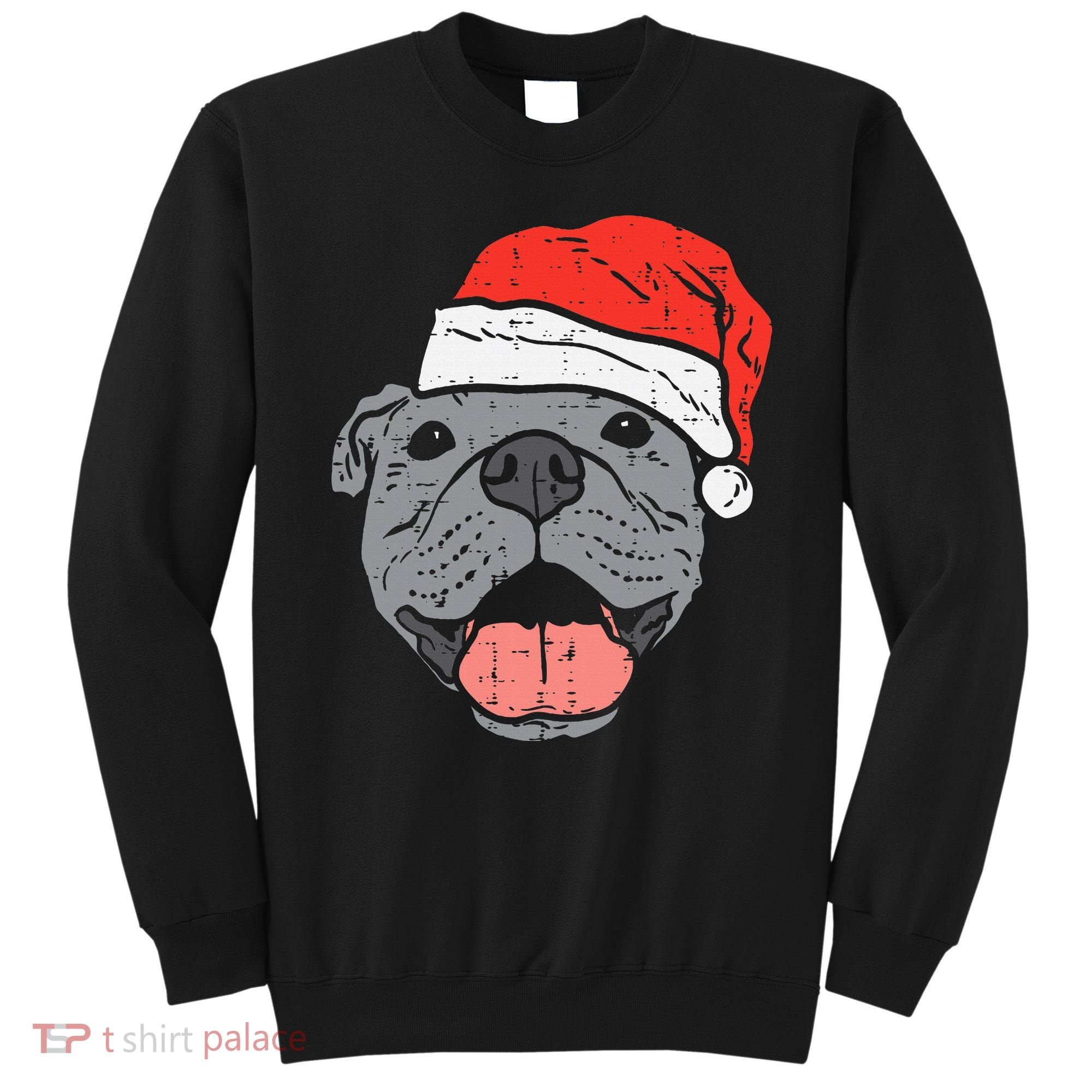 Festive Pitbull Pit Santa Hat Christmas Gift for Dog Lovers Sweatshirt
