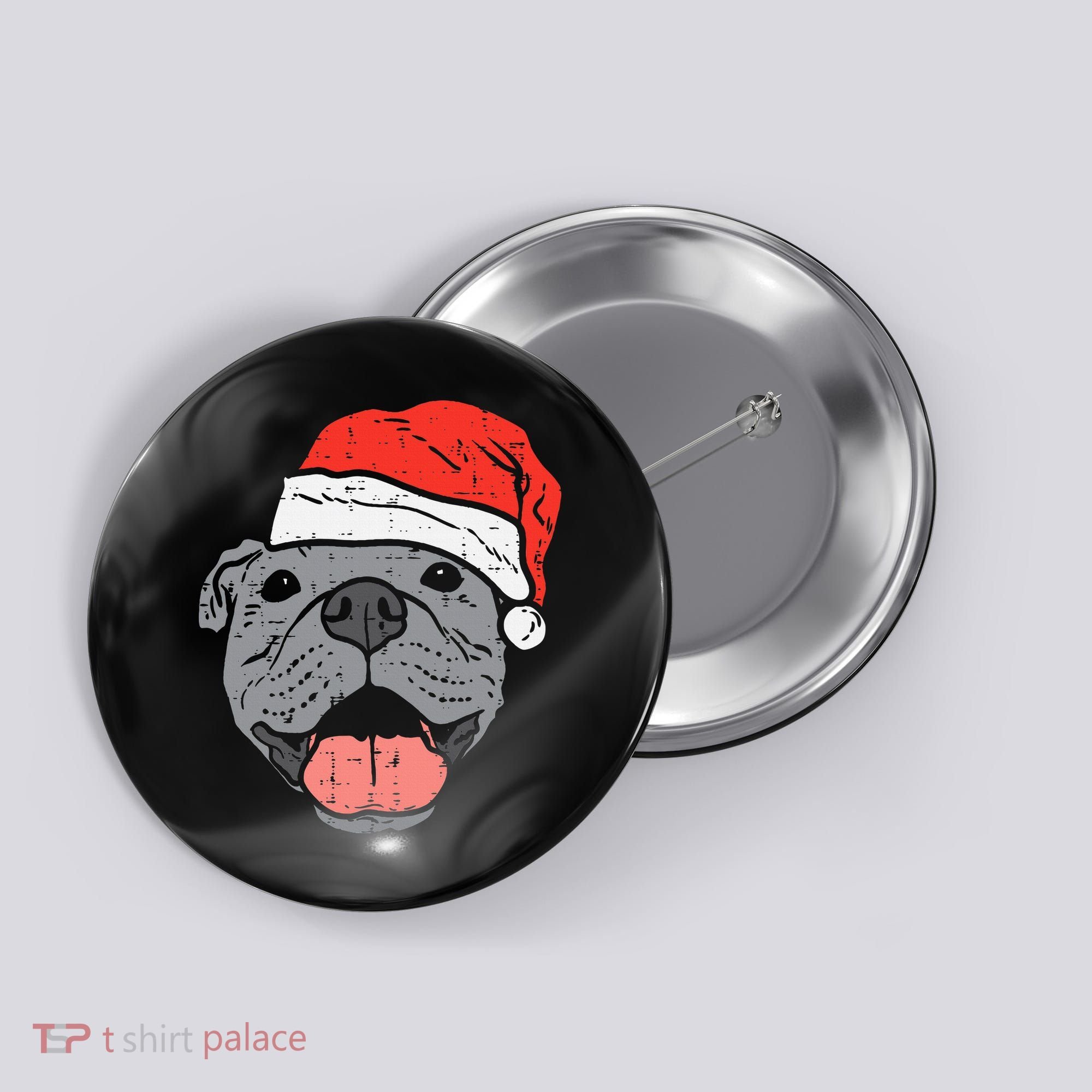 Festive Pitbull Pit Santa Hat Christmas Gift for Dog Lovers Button