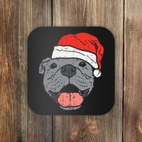 Festive Pitbull Pit Santa Hat Christmas Gift for Dog Lovers Coaster thumb 0
