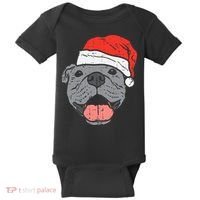 Festive Pitbull Pit Santa Hat Christmas Gift for Dog Lovers Baby Bodysuit thumb 0