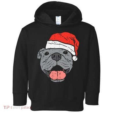 Festive Pitbull Pit Santa Hat Christmas Gift for Dog Lovers Toddler Hoodie