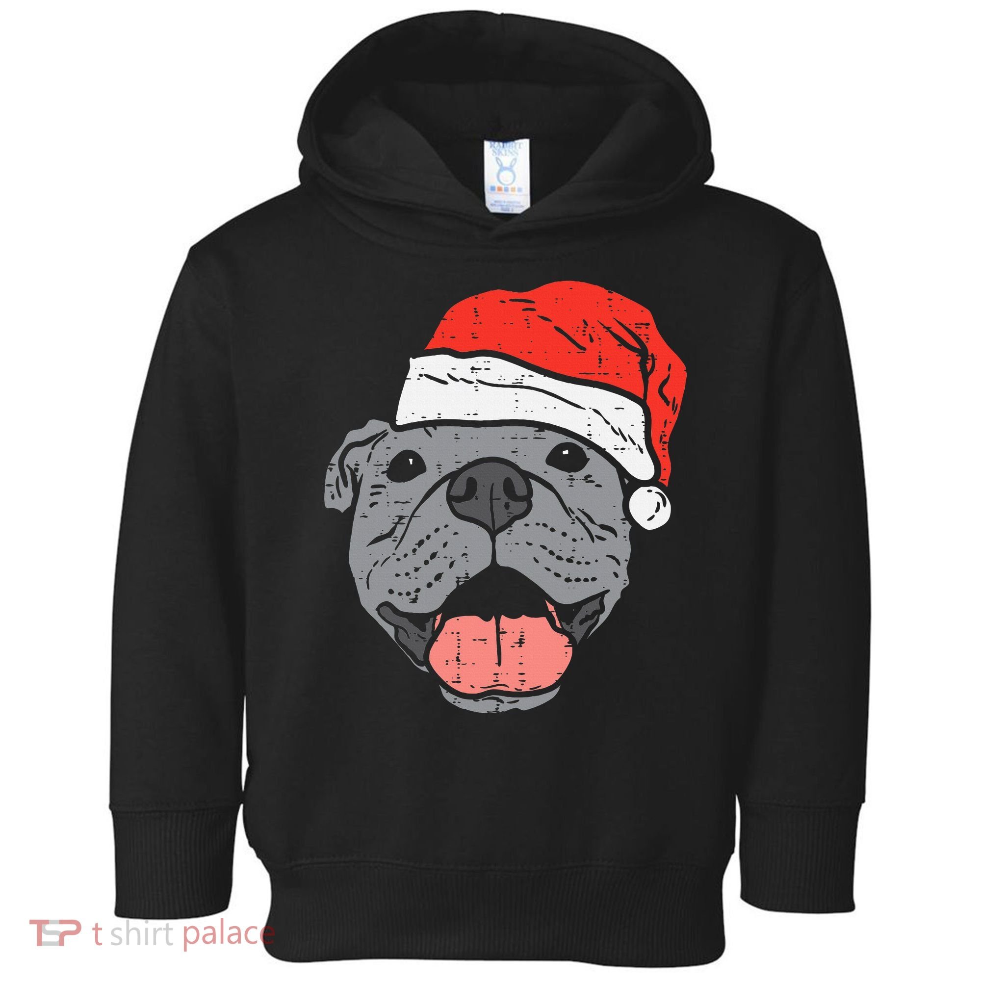 Festive Pitbull Pit Santa Hat Christmas Gift for Dog Lovers Toddler Hoodie
