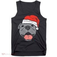 Festive Pitbull Pit Santa Hat Christmas Gift for Dog Lovers Tank Top thumb 0
