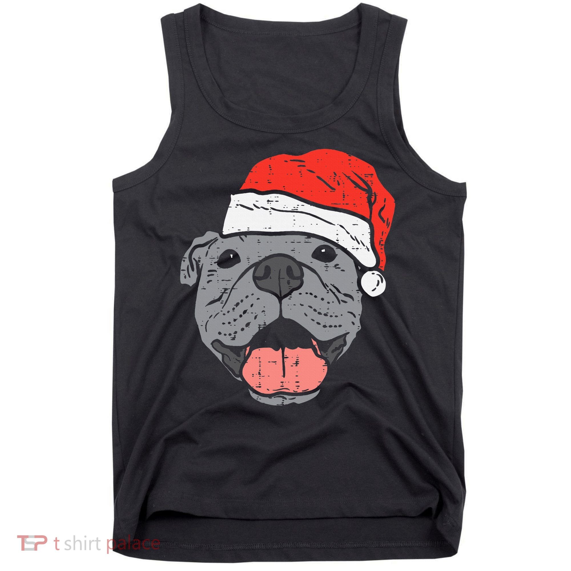 Festive Pitbull Pit Santa Hat Christmas Gift for Dog Lovers Tank Top