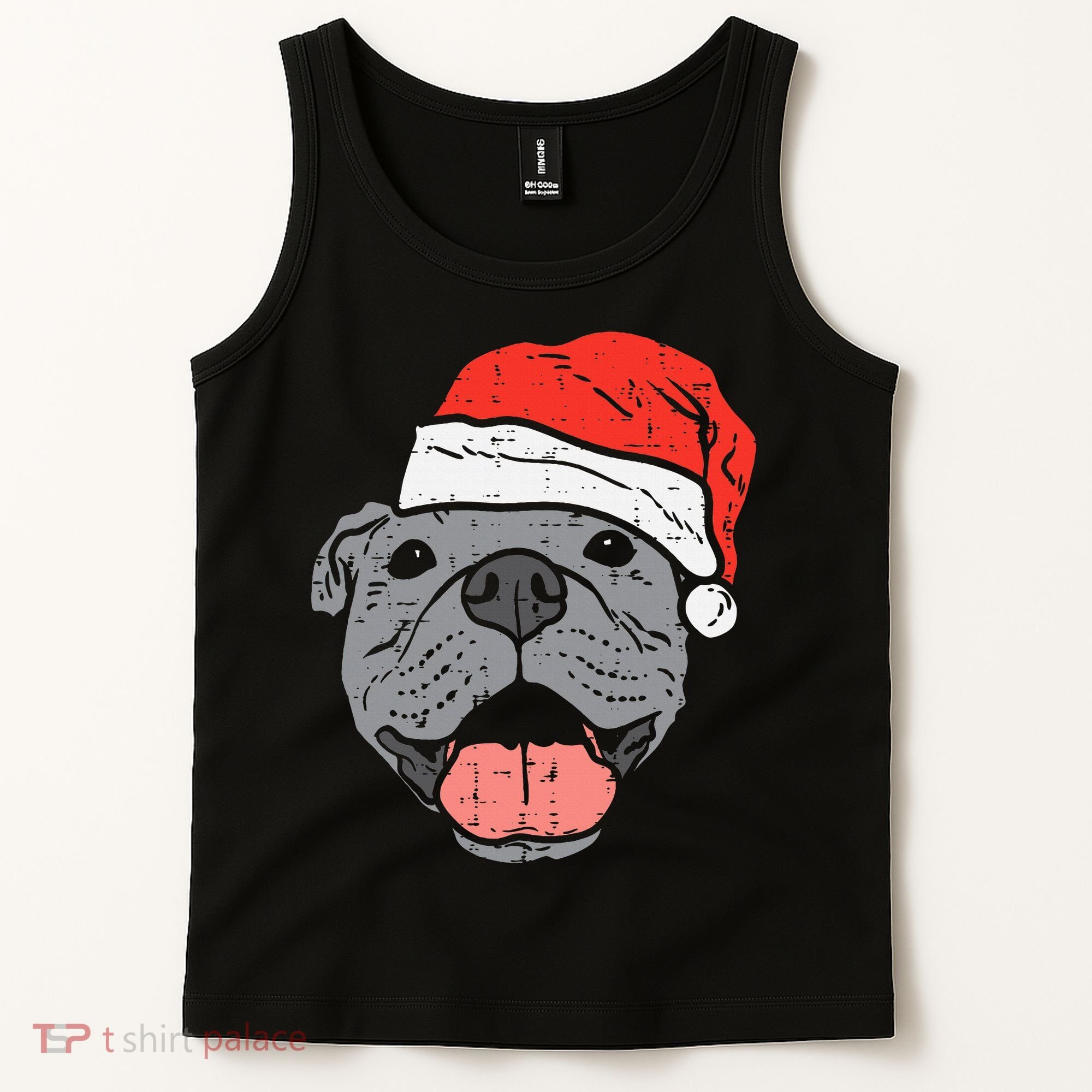 Festive Pitbull Pit Santa Hat Christmas Gift for Dog Lovers Tank Top
