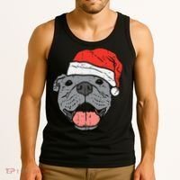 Festive Pitbull Pit Santa Hat Christmas Gift for Dog Lovers Tank Top thumb 3