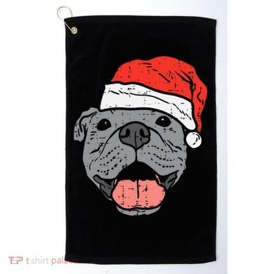 Festive Pitbull Pit Santa Hat Christmas Gift for Dog Lovers Golf Towel