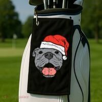 Festive Pitbull Pit Santa Hat Christmas Gift for Dog Lovers Golf Towel thumb 2
