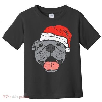 Festive Pitbull Pit Santa Hat Christmas Gift for Dog Lovers Toddler T-Shirt