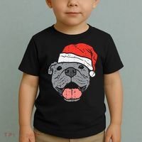 Festive Pitbull Pit Santa Hat Christmas Gift for Dog Lovers Toddler T-Shirt thumb 2