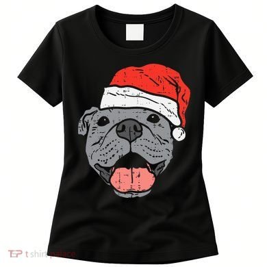 Festive Pitbull Pit Santa Hat Christmas Gift for Dog Lovers Women's T-Shirt