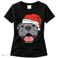 Festive Pitbull Pit Santa Hat Christmas Gift for Dog Lovers Women's T-Shirt thumb 0