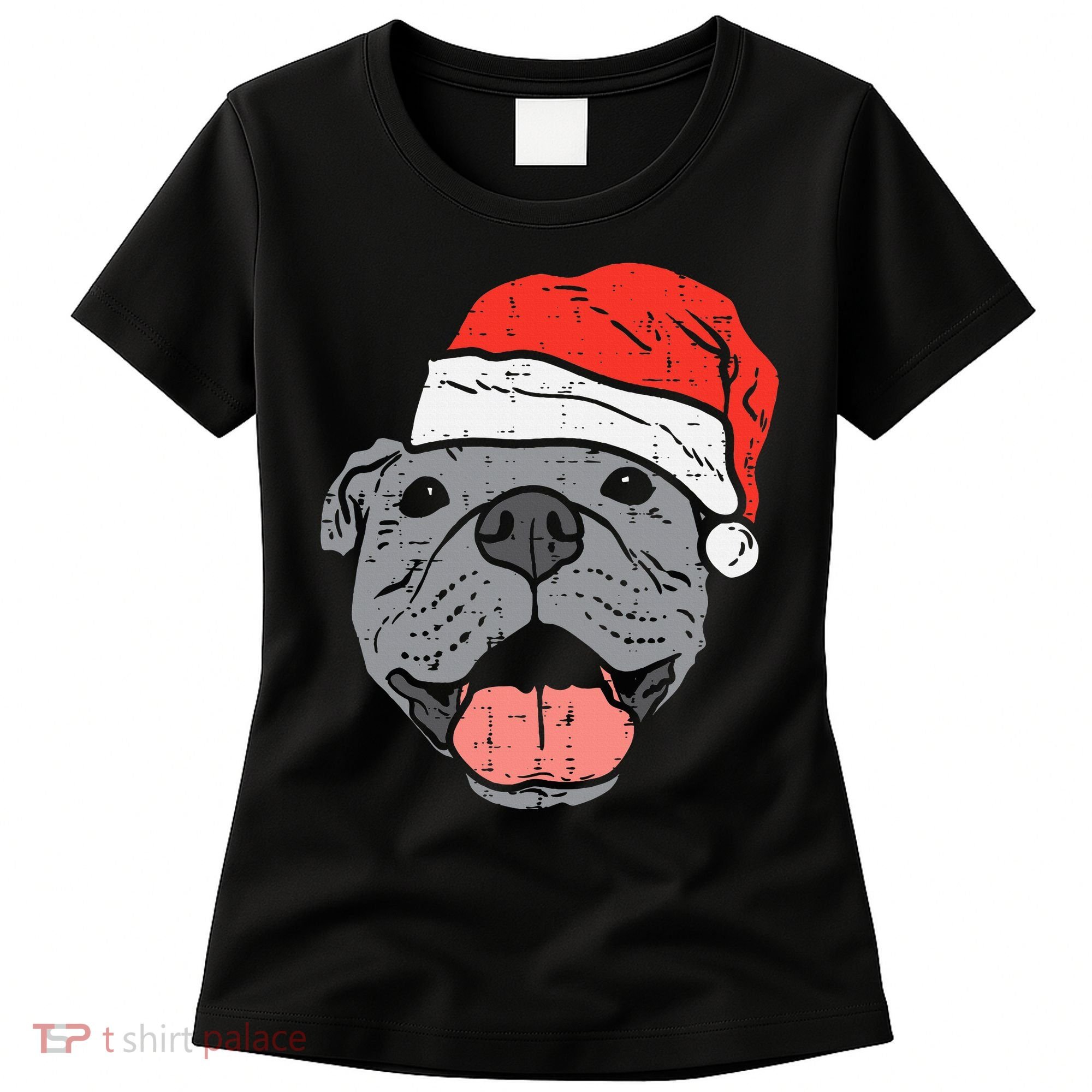 Festive Pitbull Pit Santa Hat Christmas Gift for Dog Lovers Women's T-Shirt