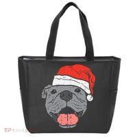 Festive Pitbull Pit Santa Hat Christmas Gift for Dog Lovers Tote Bag thumb 0