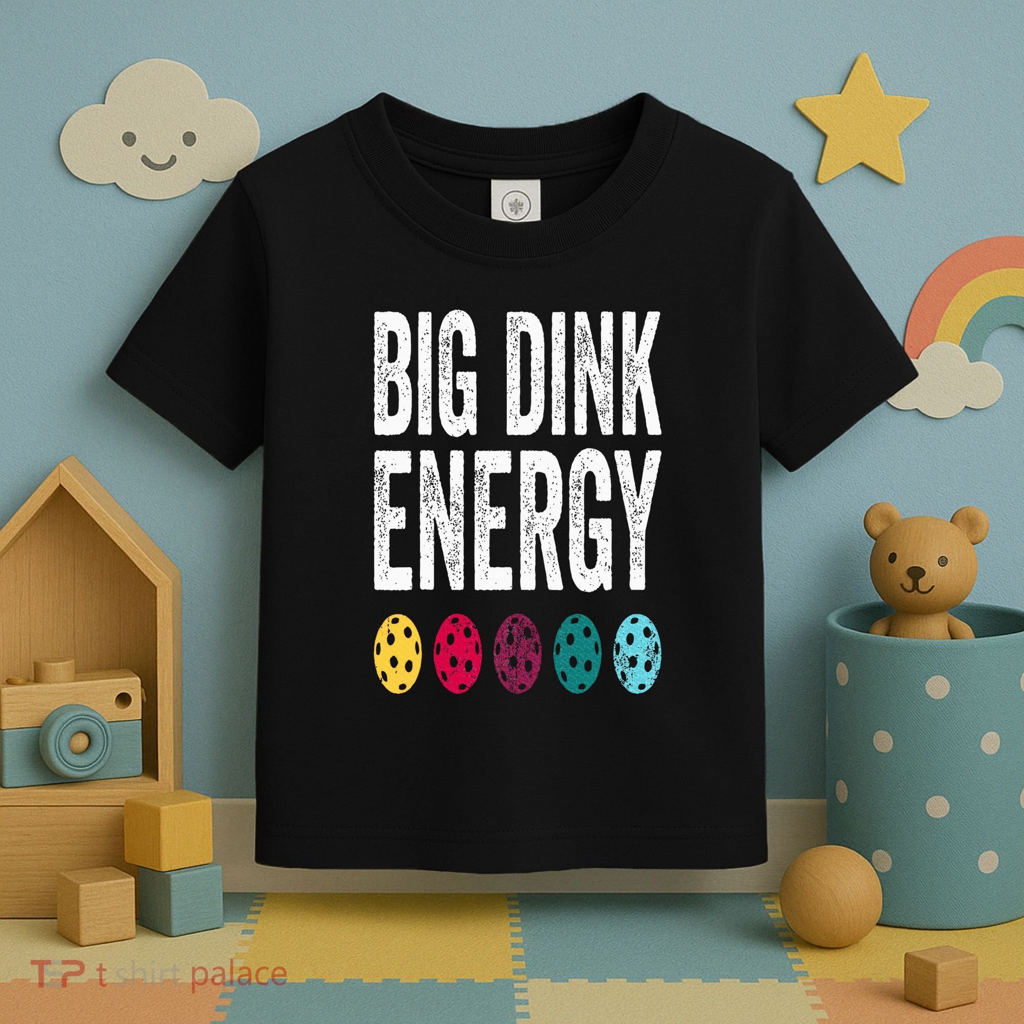 Funny Pickleball Paddle Big Dink Energy Dinking Pickle Ball Toddler T-Shirt