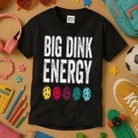 Funny Pickleball Paddle Big Dink Energy Dinking Pickle Ball Kids T-Shirt thumb 3