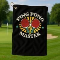 Funny Ping Pong Master Gift Table Tennis Players Golf Towel thumb 1