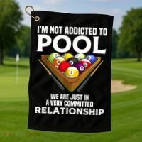 Funny Pool Player For Men Cool Addicted To Billiards Golf Towel thumb 1