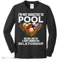 Funny Pool Player For Men Cool Addicted To Billiards Kids Long Sleeve Shirt thumb 0