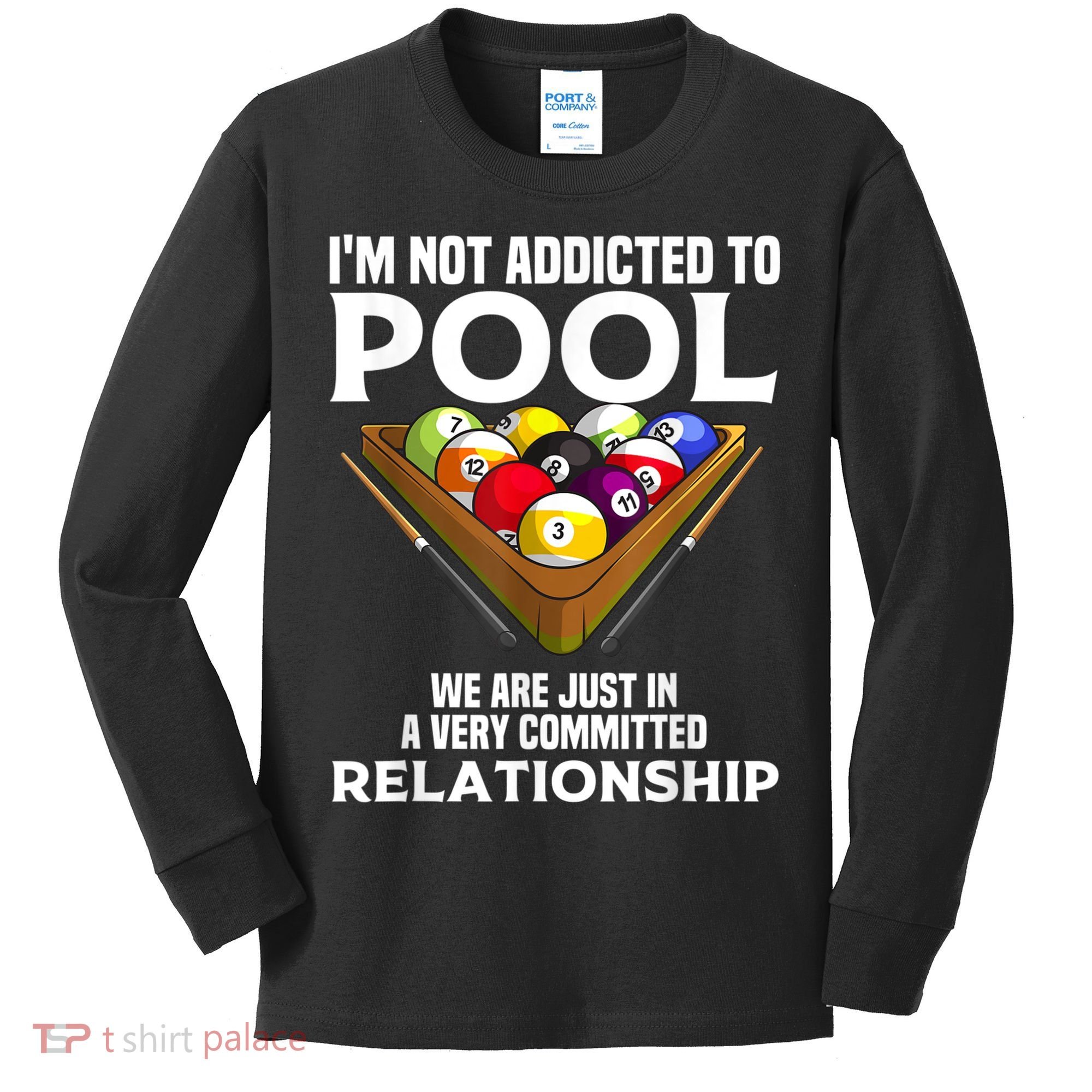 Funny Pool Player For Men Cool Addicted To Billiards Kids Long Sleeve Shirt